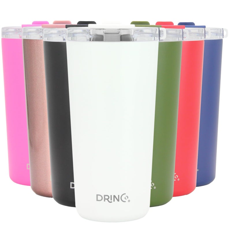 Drinco - 20 oz Stainless Steel Tumbler | Double Walled Vacuum Insulated Mug With Lid, 2 Straws, For Hot & Cold Drinks (20oz Artic White, 20oz) - Image 1
